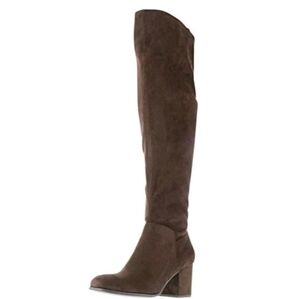 Christian Siriano Faux Suede  Dark Brown Block Heeled Over The  Knee Boots